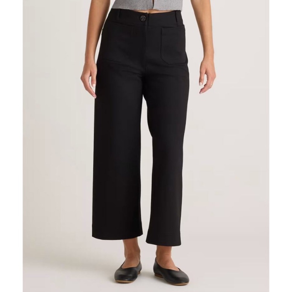 Quince Ultra Stretch Ponte Knit Cropped Wide Leg Pants Size 6 Stretchy Minimal